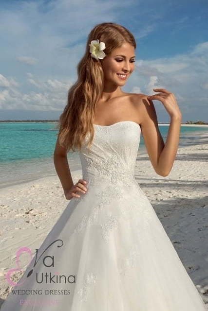 Свадебное платье Лурдес. Силуэт А-силуэт. Цвет Белый / Молочный. Вид 4