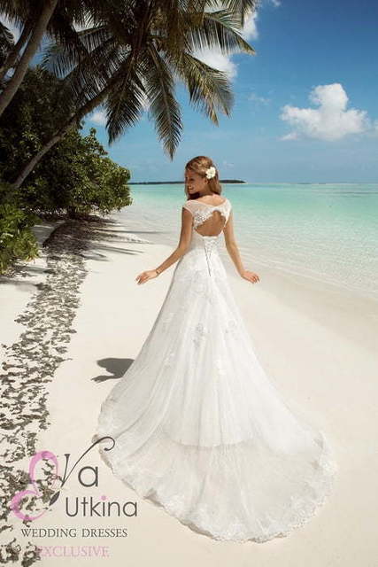 Свадебное платье Энджел. Силуэт А-силуэт. Цвет Белый / Молочный. Вид 2