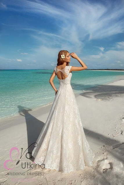 Свадебное платье Стефани. Силуэт А-силуэт. Цвет Айвори / Капучино, Белый / Молочный. Вид 2