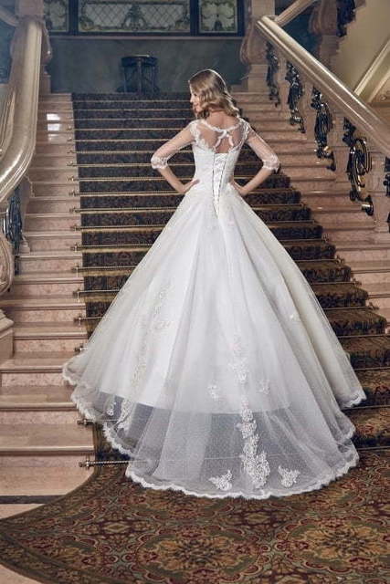 Свадебное платье Дарьяна. Силуэт Пышное, А-силуэт. Цвет Белый / Молочный. Вид 2