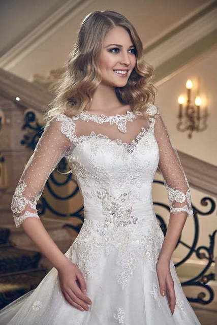 Свадебное платье Дарьяна. Силуэт Пышное, А-силуэт. Цвет Белый / Молочный. Вид 3