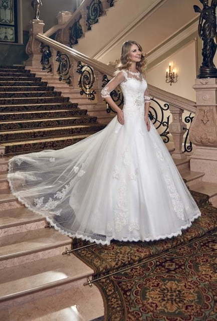 Свадебное платье Дарьяна. Силуэт Пышное, А-силуэт. Цвет Белый / Молочный. Вид 4