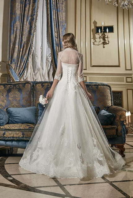 Свадебное платье Милана. Силуэт А-силуэт. Цвет Айвори / Капучино, Белый / Молочный. Вид 2