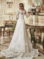 Свадебное платье Фелиция. Силуэт А-силуэт. Цвет Белый / Молочный, Айвори / Капучино. Вид 2