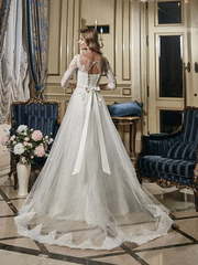 Свадебное платье Селеста. Силуэт А-силуэт. Цвет Белый / Молочный, Айвори / Капучино. Вид 2