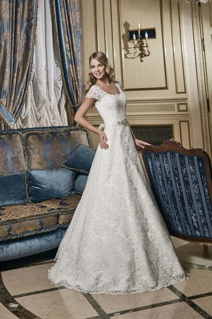 Свадебное платье Эрика. Силуэт А-силуэт. Цвет Белый / Молочный. Вид 3