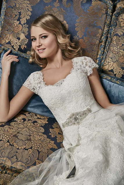 Свадебное платье Эрика. Силуэт А-силуэт. Цвет Белый / Молочный. Вид 4