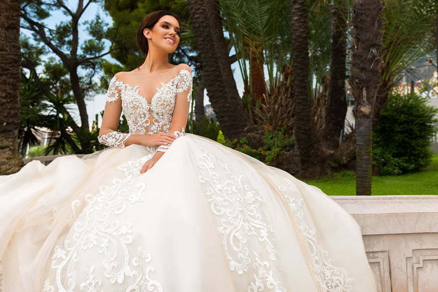 Свадебное платье Ellery. Силуэт Пышное, А-силуэт. Цвет Белый / Молочный, Айвори / Капучино, Персик / Оранжевый. Вид 3