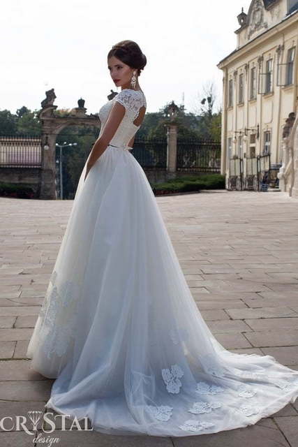 Свадебное платье Petra. Силуэт Пышное, А-силуэт. Цвет Белый / Молочный. Вид 2