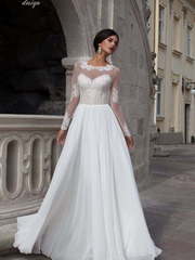 Свадебное платье Alezia. Силуэт А-силуэт. Цвет Белый / Молочный. Вид 1