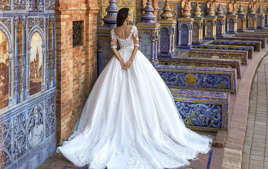 Свадебное платье Eleonor. Силуэт Пышное, А-силуэт. Цвет Белый / Молочный. Вид 2