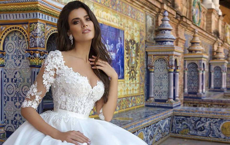 Свадебное платье Eleonor. Силуэт Пышное, А-силуэт. Цвет Белый / Молочный. Вид 3