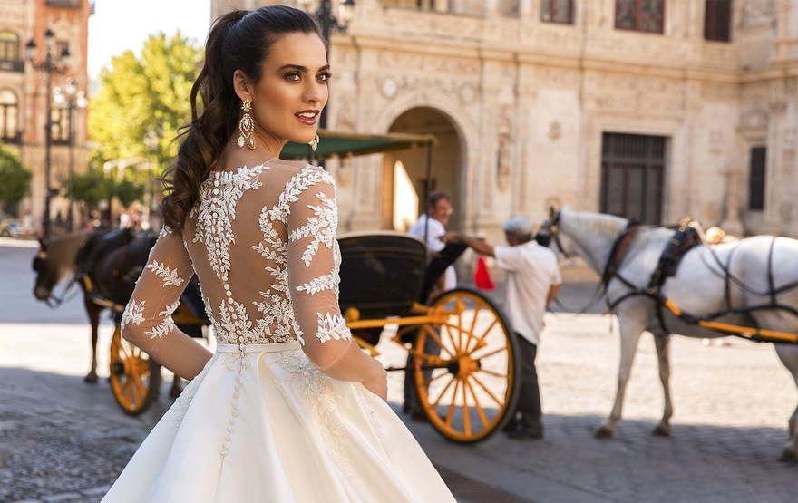 Свадебное платье Jaimi. Силуэт Пышное, А-силуэт. Цвет Айвори / Капучино, Белый / Молочный, Персик / Оранжевый. Вид 2