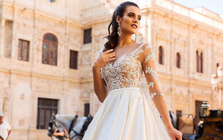 Свадебное платье Jaimi. Силуэт Пышное, А-силуэт. Цвет Айвори / Капучино, Белый / Молочный, Персик / Оранжевый. Вид 3