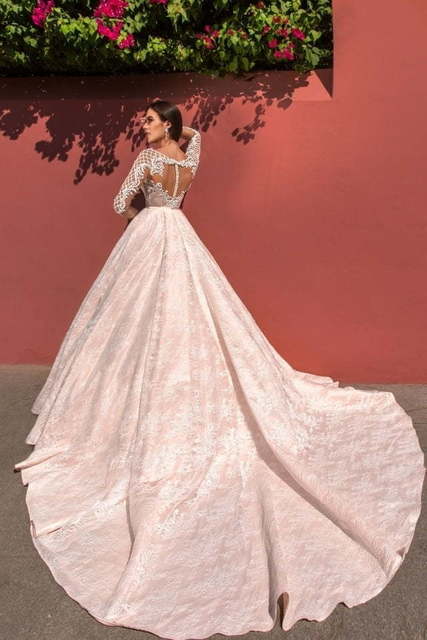 Свадебное платье Jovana. Силуэт Пышное, А-силуэт. Цвет Белый / Молочный, оттенки Розового. Вид 2