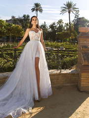 Свадебное платье Gorgina. Силуэт А-силуэт, Прямое. Цвет Белый / Молочный, Айвори / Капучино. Вид 1