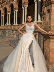 Свадебное платье Martina. Силуэт А-силуэт, Рыбка. Цвет Айвори / Капучино, Персик / Оранжевый. Вид 1