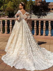 Свадебное платье Amelia. Силуэт Пышное, А-силуэт. Цвет Айвори / Капучино, Персик / Оранжевый. Вид 2