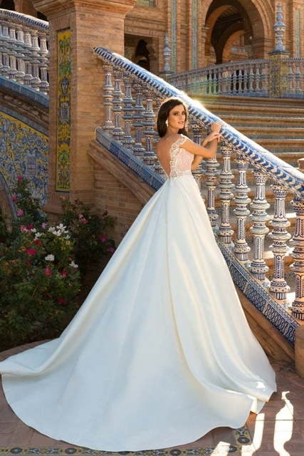 Свадебное платье Isabel. Силуэт Пышное, А-силуэт. Цвет Айвори / Капучино, Белый / Молочный. Вид 2