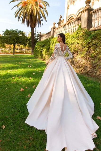 Свадебное платье Ohara. Силуэт Пышное, А-силуэт. Цвет Айвори / Капучино, Белый / Молочный. Вид 2