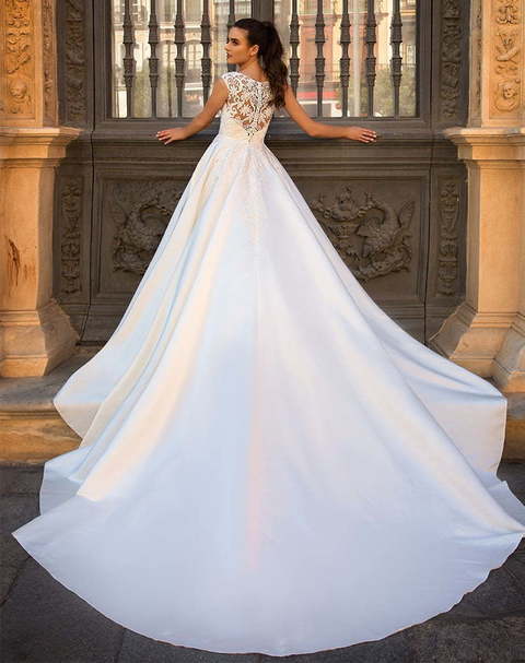 Свадебное платье Amalia. Силуэт Пышное, А-силуэт. Цвет Белый / Молочный. Вид 2