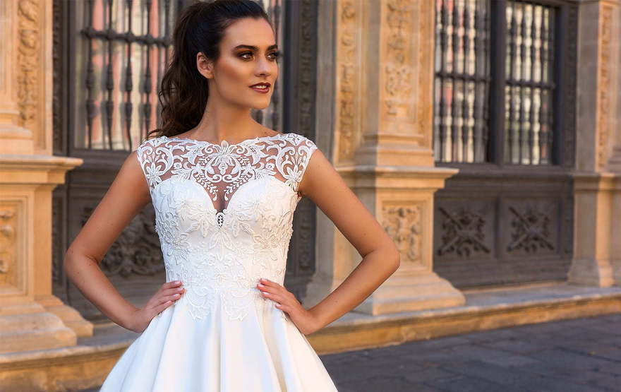 Свадебное платье Amalia. Силуэт Пышное, А-силуэт. Цвет Белый / Молочный. Вид 3