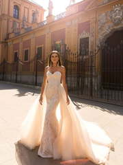 Свадебное платье Marjerie. Силуэт А-силуэт, Рыбка. Цвет Айвори / Капучино, Персик / Оранжевый. Вид 1