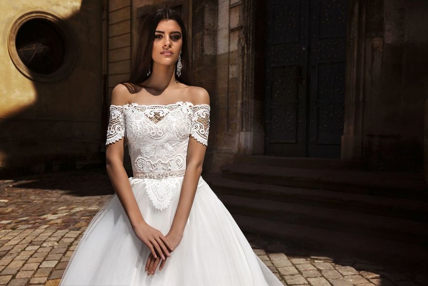 Свадебное платье Marissa. Силуэт Пышное, А-силуэт. Цвет Белый / Молочный. Вид 3