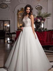 Свадебное платье Grazia. Силуэт Пышное, А-силуэт. Цвет Белый / Молочный. Вид 1