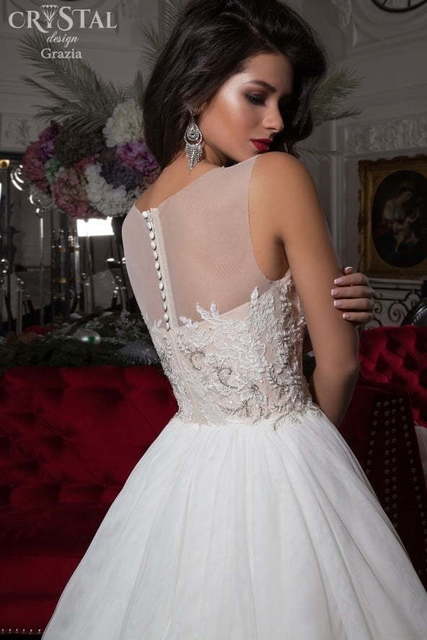 Свадебное платье Grazia. Силуэт Пышное, А-силуэт. Цвет Белый / Молочный. Вид 2