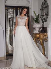 Свадебное платье Burlesco. Силуэт А-силуэт, Прямое. Цвет Белый / Молочный, оттенки Розового. Вид 1