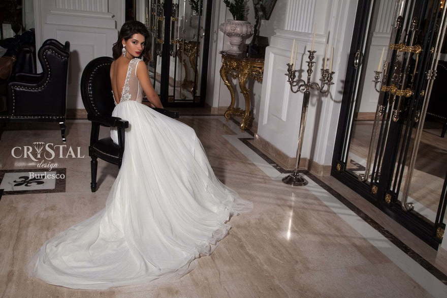 Свадебное платье Burlesco. Силуэт А-силуэт, Прямое. Цвет Белый / Молочный, оттенки Розового. Вид 2