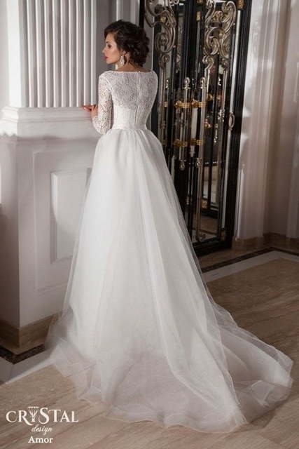 Свадебное платье Amor. Силуэт А-силуэт, Прямое. Цвет Белый / Молочный. Вид 2