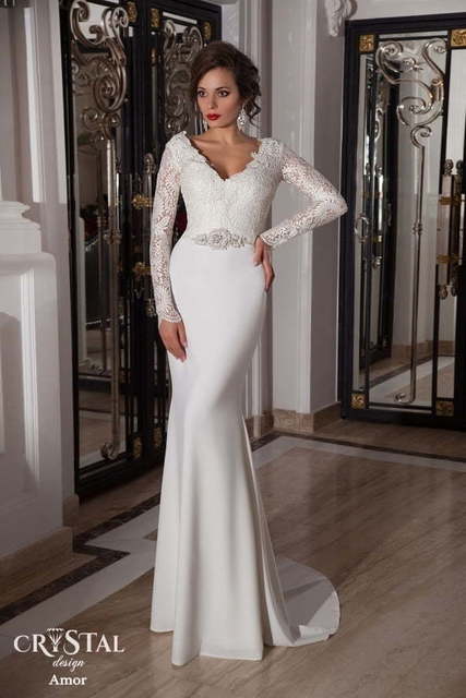 Свадебное платье Amor. Силуэт А-силуэт, Прямое. Цвет Белый / Молочный. Вид 3