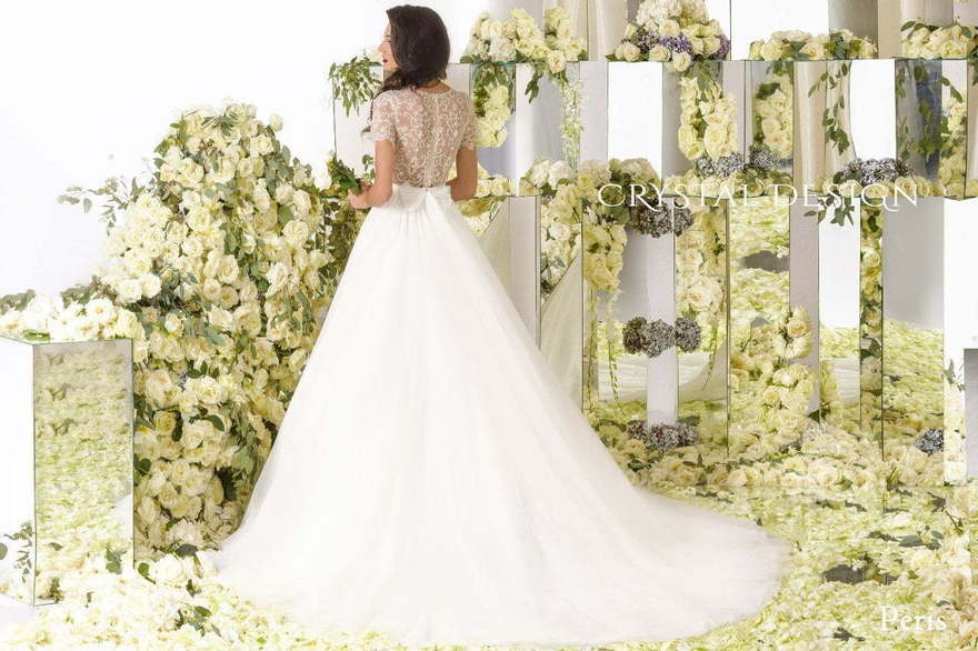 Свадебное платье Peris. Силуэт А-силуэт. Цвет Айвори / Капучино, Белый / Молочный. Вид 2