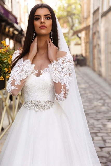 Свадебное платье Modena. Силуэт Пышное, А-силуэт. Цвет Белый / Молочный. Вид 2