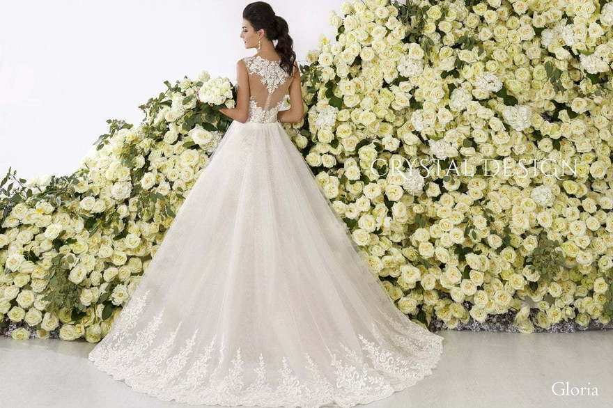 Свадебное платье Gloria. Силуэт Пышное, А-силуэт, Прямое. Цвет Айвори / Капучино, Белый / Молочный. Вид 2