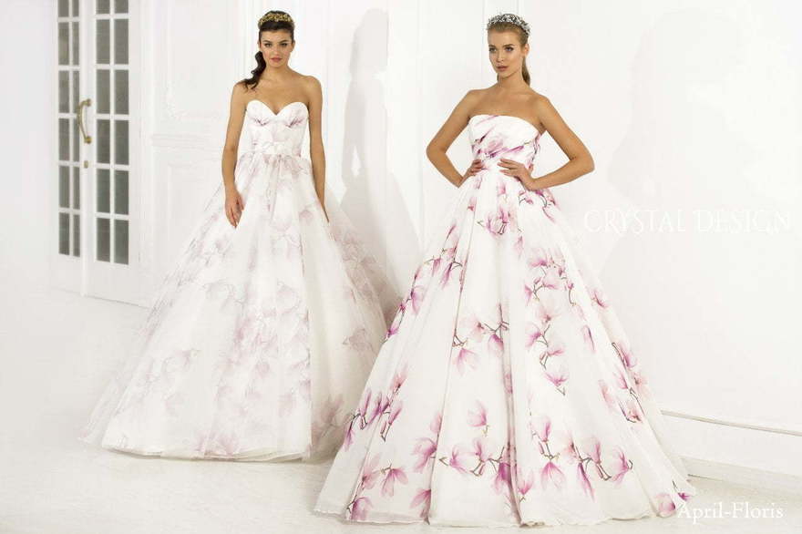 Свадебное платье Floris/April. Силуэт Пышное, А-силуэт. Цвет Белый / Молочный, Лавандовый / Фиолетовый, оттенки Розового. Вид 2