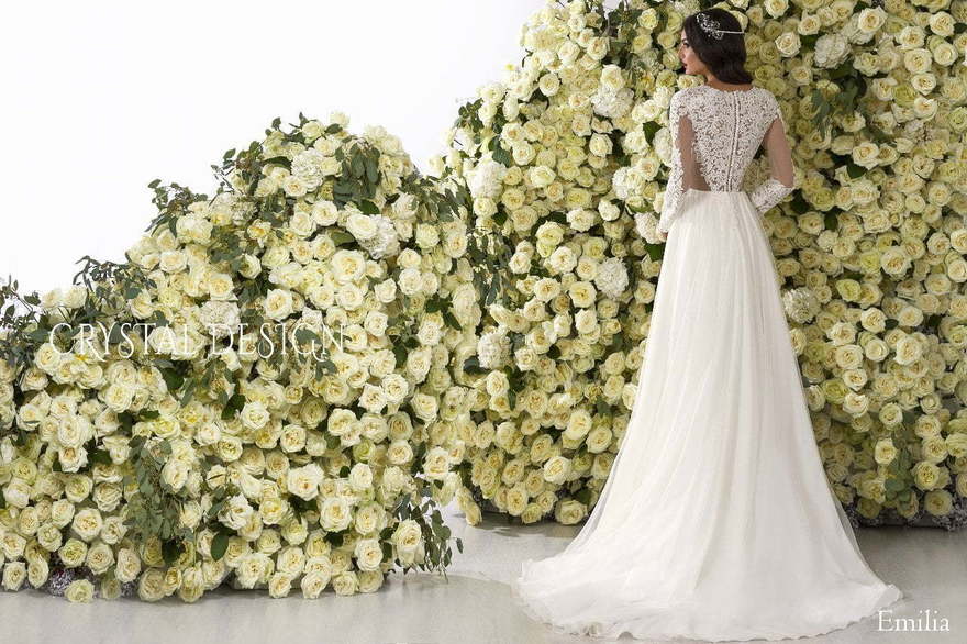 Свадебное платье Emilia. Силуэт А-силуэт, Прямое. Цвет Белый / Молочный. Вид 2