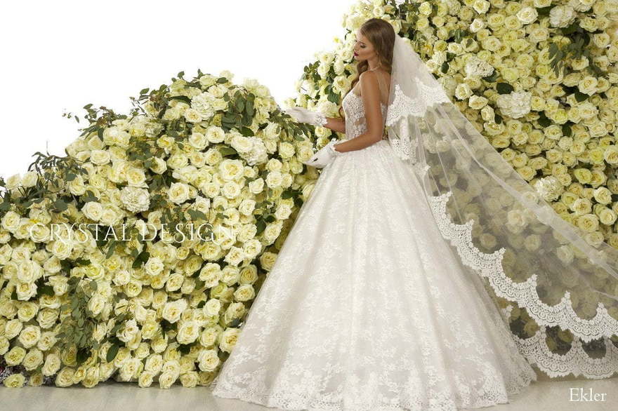 Свадебное платье Ekler. Силуэт Пышное, А-силуэт. Цвет Белый / Молочный. Вид 2