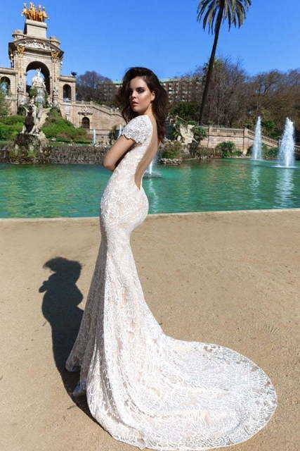 Свадебное платье Fenix. Силуэт Рыбка, А-силуэт. Цвет Айвори / Капучино, Белый / Молочный, оттенки Розового. Вид 2