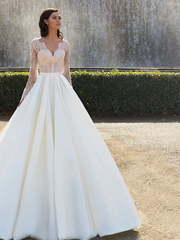 Свадебное платье Cataloniya. Силуэт А-силуэт. Цвет Белый / Молочный, Айвори / Капучино. Вид 1