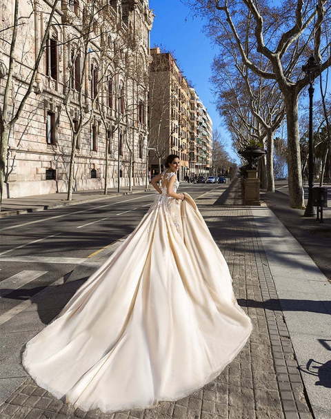 Свадебное платье Pilar. Силуэт Пышное, А-силуэт. Цвет Айвори / Капучино, Белый / Молочный, Персик / Оранжевый. Вид 2