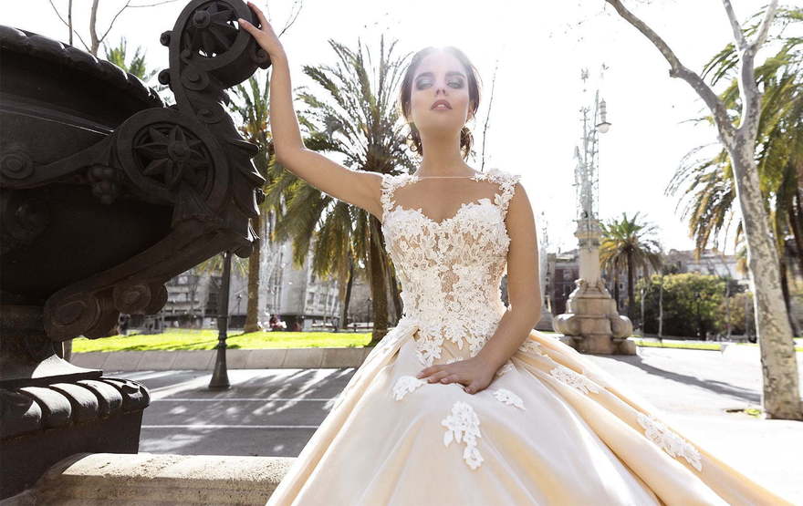 Свадебное платье Pilar. Силуэт Пышное, А-силуэт. Цвет Айвори / Капучино, Белый / Молочный, Персик / Оранжевый. Вид 3