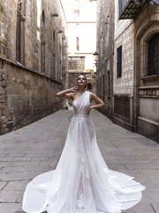 Свадебное платье Rossana. Силуэт А-силуэт, Прямое. Цвет Белый / Молочный. Вид 1