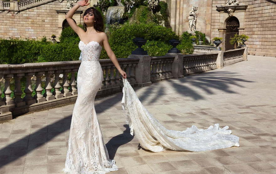 Свадебное платье Sidney. Силуэт Рыбка, А-силуэт. Цвет Айвори / Капучино, Белый / Молочный. Вид 3