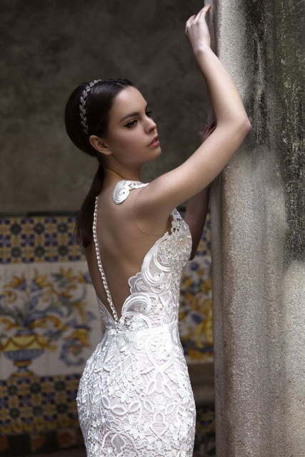 Свадебное платье Soraya. Силуэт Рыбка, А-силуэт. Цвет Айвори / Капучино, Белый / Молочный. Вид 3