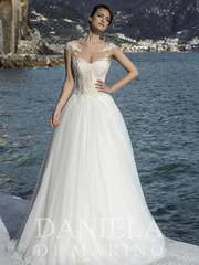 Свадебное платье Alesandra. Силуэт А-силуэт. Цвет Белый / Молочный. Вид 1