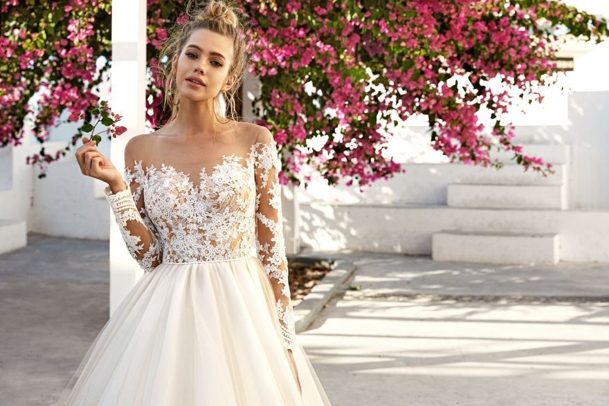 Свадебное платье Paige. Силуэт Пышное, А-силуэт. Цвет Айвори / Капучино, Белый / Молочный. Вид 3