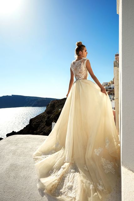 Свадебное платье Maya. Силуэт Рыбка, А-силуэт. Цвет Айвори / Капучино, Белый / Молочный. Вид 2